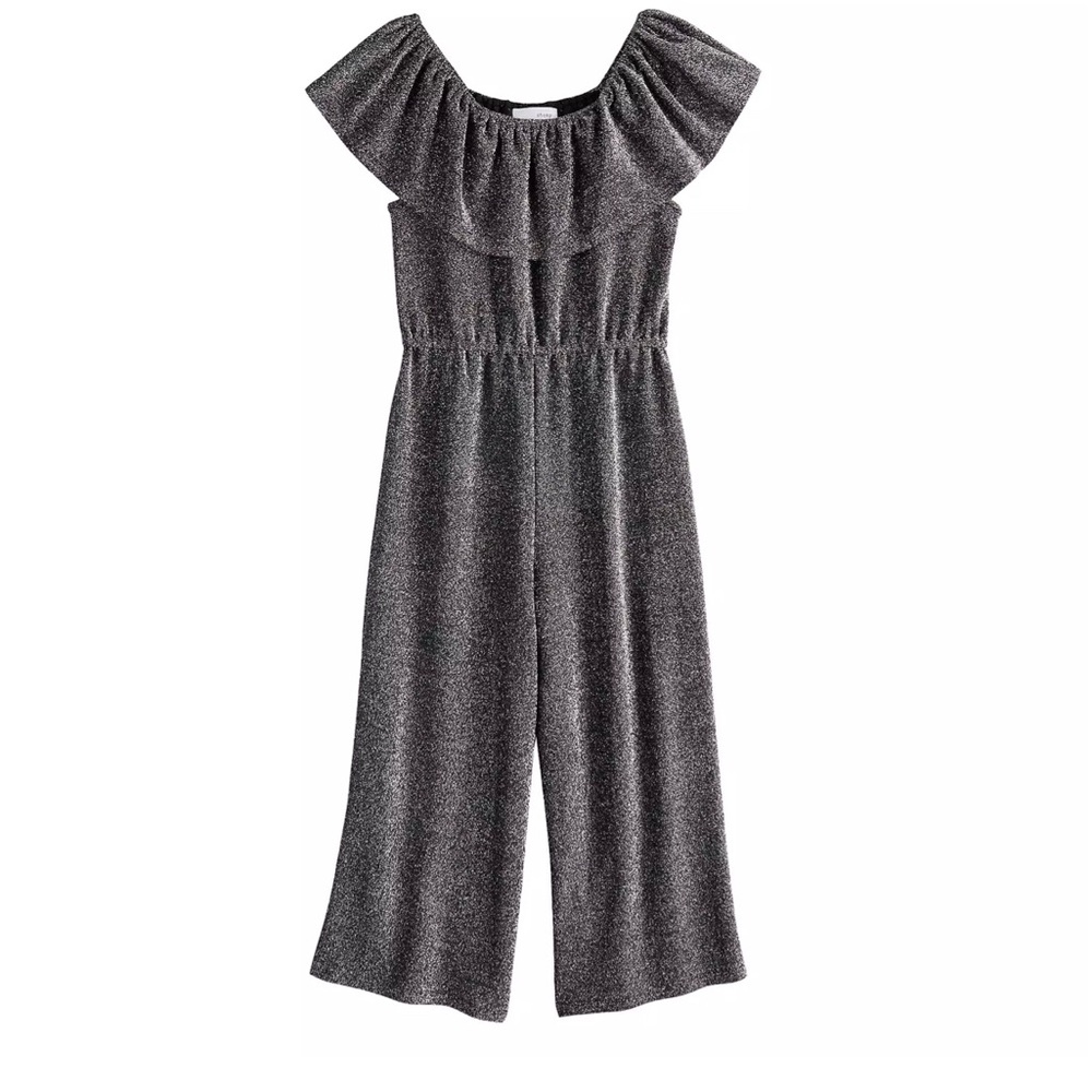 3/$21 Love & Let Love Off-the-Shoulder Glitter Jumpsuit